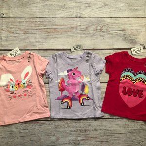 So Cute Spring Bunny, Dinosaur, Heart Baby Girl T-Shirt Set, 12-18 Months, NWTs